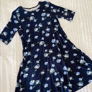 Navy Floral Swing Dress